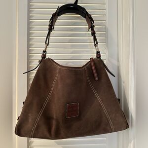 Vintage Dooney & Bourke Brown Suede Shoulder Hobo